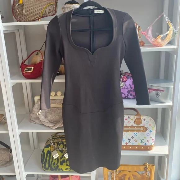 Mugler | Dresses | Mugler Brown Bodycon Mini Dress | Poshmark
